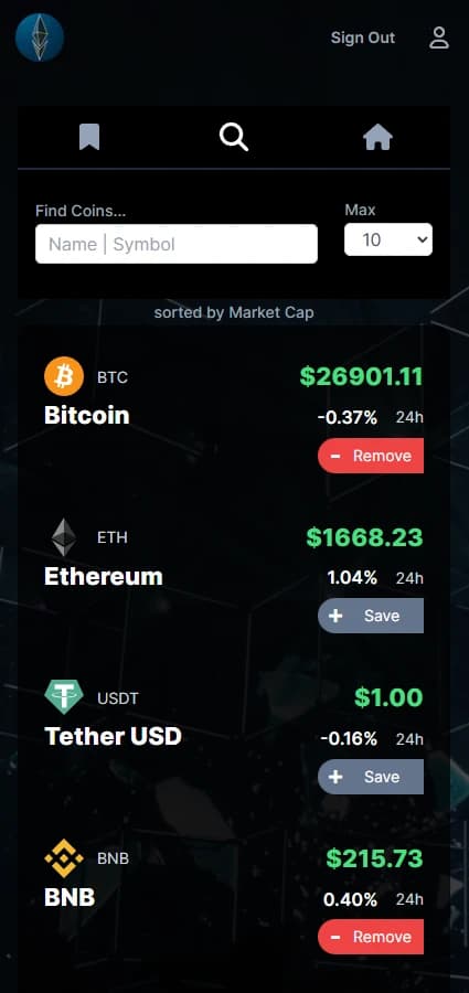 Screenshot of site on a phone