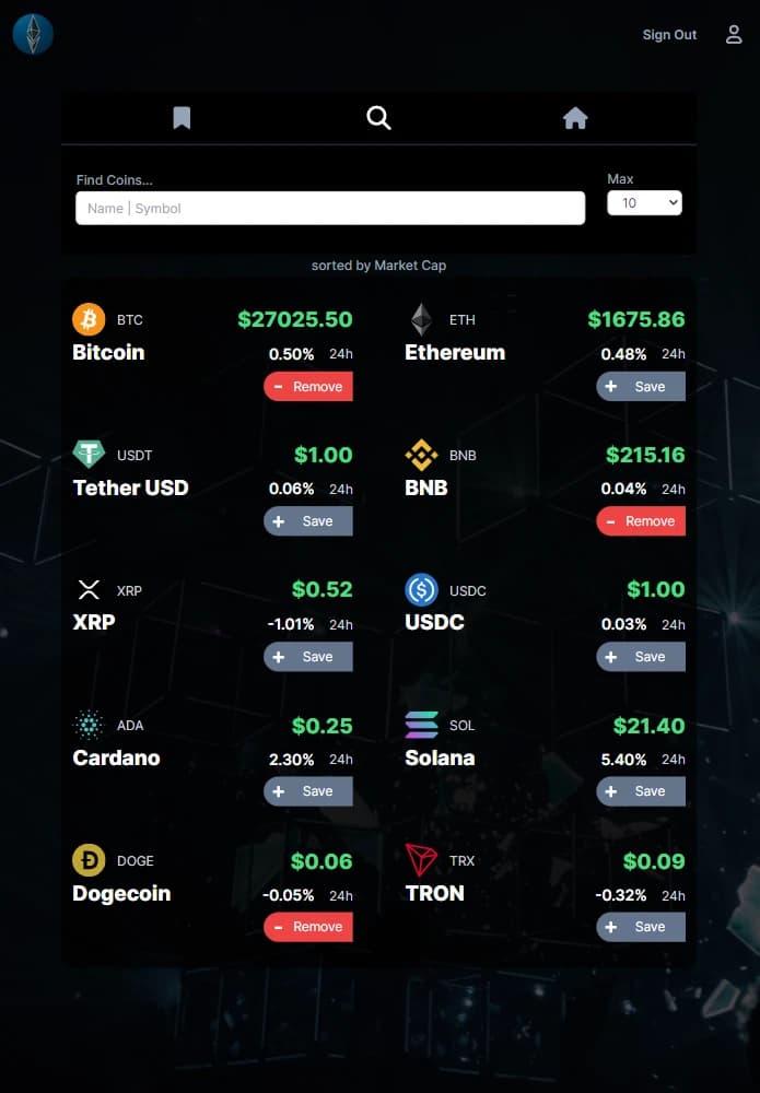 Screenshot of site on a tablet